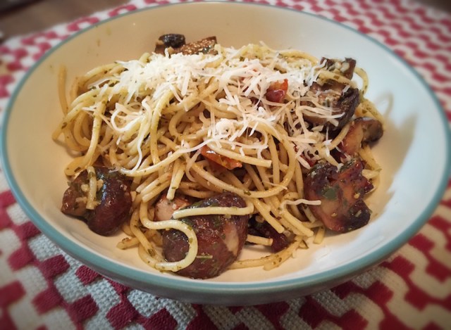 Roasted Veggie Pesto Pasta Dinner